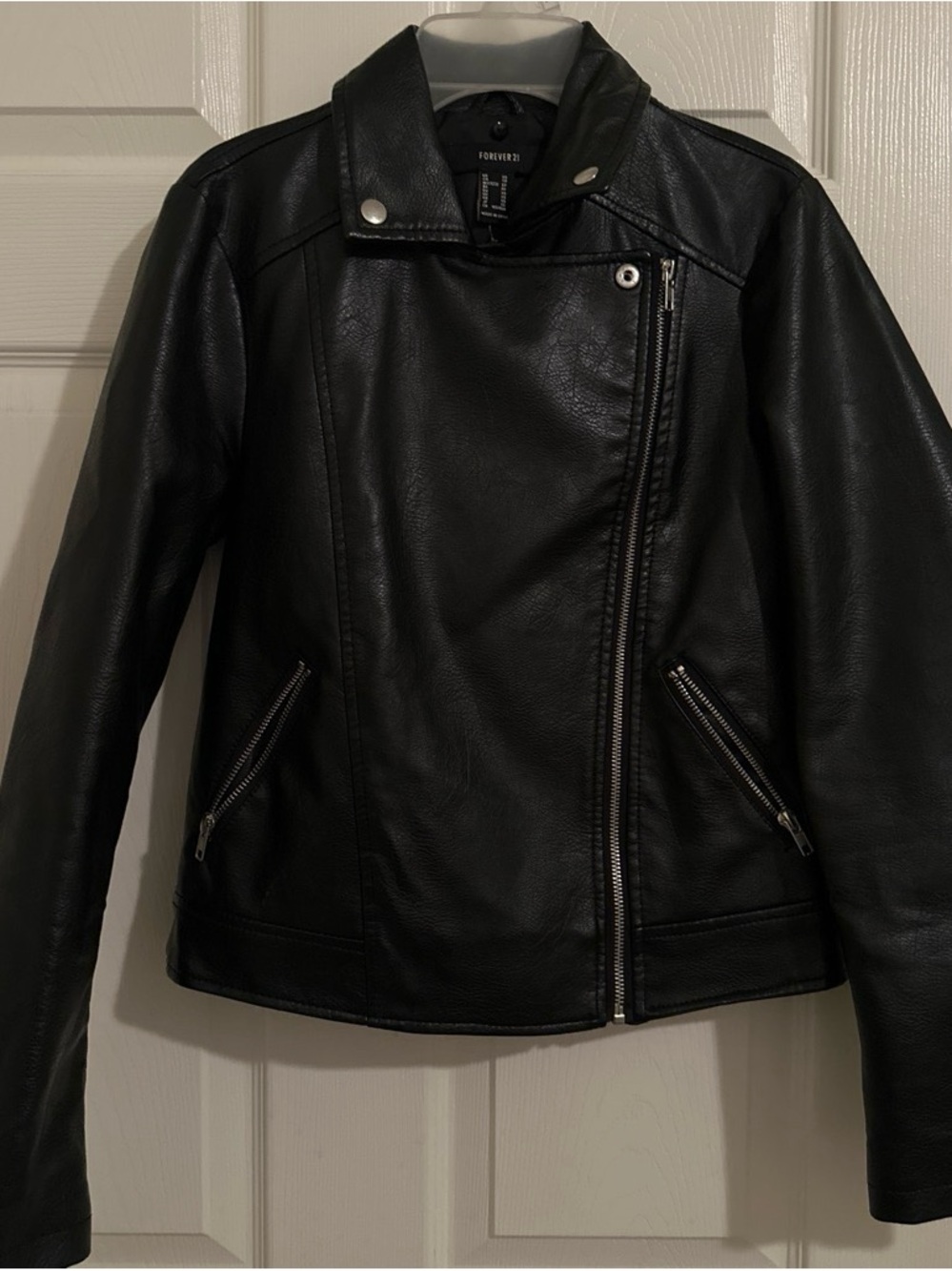 Forever 21 Black Faux Leather Asymmetrical Moto Jacket